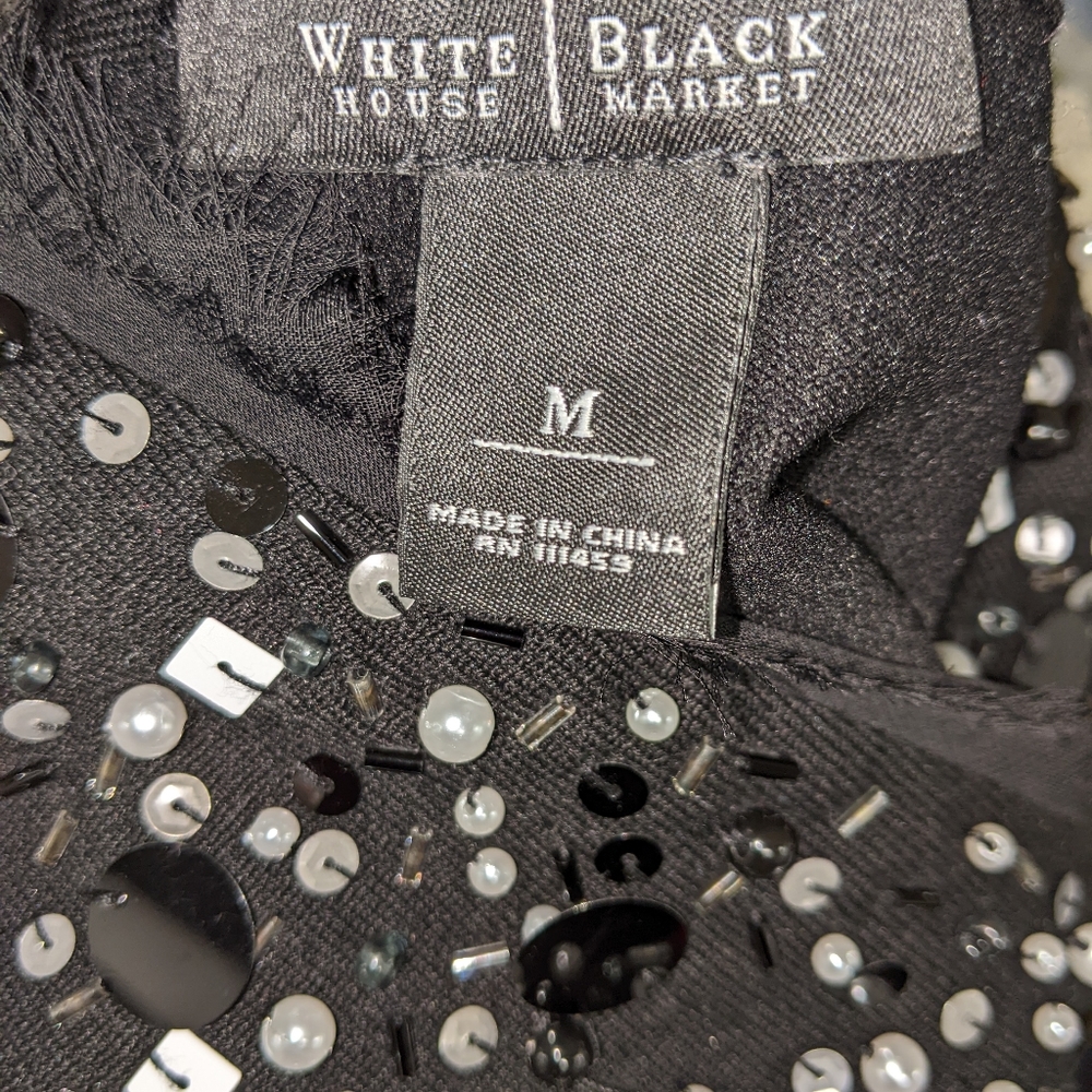 WHBM SWEATER FANCY BLACK BEADED ...VERY CLASAY & CUTE